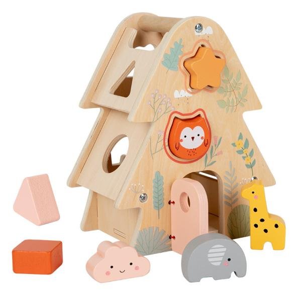 Children's Wooden Geometric Shapes 3D Building Blocks Cognitive Matching Smart House Early Education Educational Toys