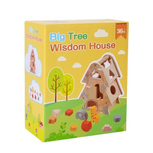 Children's Wooden Geometric Shapes 3D Building Blocks Cognitive Matching Smart House Early Education Educational Toys