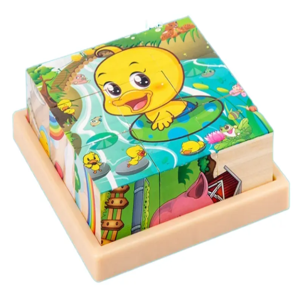 Children's wooden puzzle cube block new Montessori game and children's cartoon toys