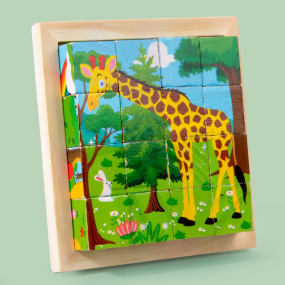 Children's wooden puzzle cube block new Montessori game and children's cartoon toys