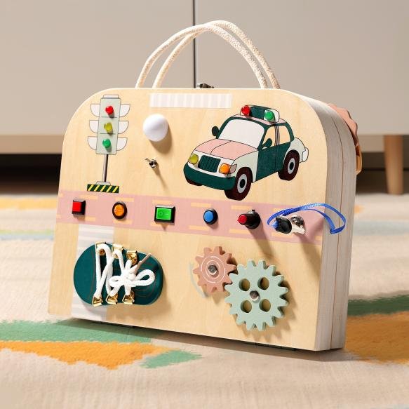 Montessori daily life teaching aids, such as light switch drawing board, busy board, hand-eye coordination wooden toys