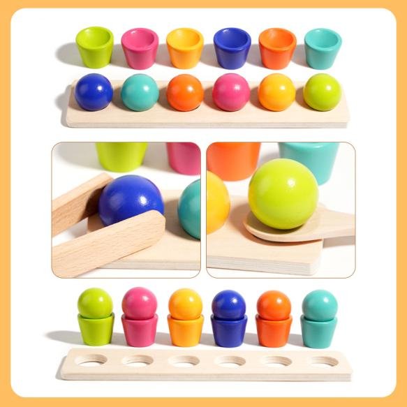 Montessori color ball stackable cup building block toy